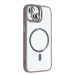 Apple iPhone 15 Kılıf Standlı ve Kamera Lens Hediyeli M-Safe Şarj Özellikli Zore Etro Kapak