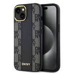 Apple iPhone 15 Plus Kılıf DKNY Orjinal Lisanslı M-safe Şarj Özellikli 3D Yazılı Checkered Pattern Kapak