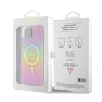Apple iPhone 15 Plus Kılıf Guess Orjinal Lisanslı M-safe Şarj Özellikli Yazı Logolu Iridescent Kapak