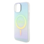 Apple iPhone 15 Plus Kılıf Guess Orjinal Lisanslı M-safe Şarj Özellikli Yazı Logolu Iridescent Kapak