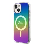 Apple iPhone 15 Plus Kılıf Guess Orjinal Lisanslı M-safe Şarj Özellikli Yazı Logolu Iridescent Kapak
