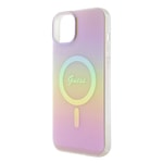 Apple iPhone 15 Plus Kılıf Guess Orjinal Lisanslı M-safe Şarj Özellikli Yazı Logolu Iridescent Kapak