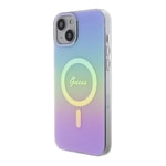 Apple iPhone 15 Plus Kılıf Guess Orjinal Lisanslı M-safe Şarj Özellikli Yazı Logolu Iridescent Kapak
