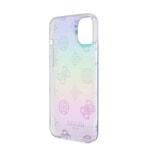 Apple iPhone 15 Plus Kılıf Guess Orjinal Lisanslı Desenli Yazı Logolu Askı İpli Holografik Glitter Peony Kapak