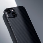 Apple iPhone 15 Plus Kılıf M-safe Şarj Özellikli 1500D Aramid Fiber Pitaka Ultra-Slim Classic Serisi Black-Grey Twill Kapak