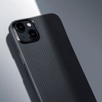 Apple iPhone 15 Plus Kılıf M-safe Şarj Özellikli 600D Aramid Fiber Pitaka Ultra-Slim Classic Serisi Black-Grey Twill Kapak