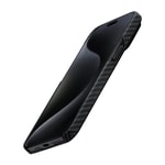 Apple iPhone 15 Plus Kılıf M-safe Şarj Özellikli 1500D Aramid Fiber Pitaka Ultra-Slim Classic Serisi Black-Grey Twill Kapak