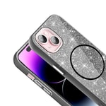 Apple iPhone 15 Plus Kılıf M-safe Şarj Özellikli Parlayan Simli Zore Okso Kapak