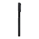 Apple iPhone 15 Plus Kılıf M-safe Şarj Özellikli 1500D Aramid Fiber Pitaka Ultra-Slim Classic Serisi Black-Grey Twill Kapak