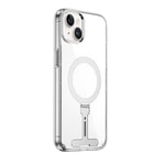 Apple iPhone 15 Plus Kılıf Wiwu FYY-014 M-safe Şarj Özellikli Alüminyum Alaşım Metal Standlı Şeffaf Kapak