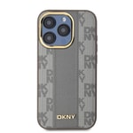 Apple iPhone 15 Pro Kılıf DKNY Orjinal Lisanslı M-safe Şarj Özellikli 3D Yazılı Checkered Pattern Kapak