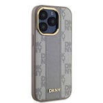 Apple iPhone 15 Pro Kılıf DKNY Orjinal Lisanslı M-safe Şarj Özellikli 3D Yazılı Checkered Pattern Kapak