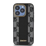 Apple iPhone 15 Pro Kılıf DKNY Orjinal Lisanslı M-safe Şarj Özellikli 3D Yazılı Checkered Pattern Kapak