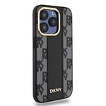 Apple iPhone 15 Pro Kılıf DKNY Orjinal Lisanslı M-safe Şarj Özellikli 3D Yazılı Checkered Pattern Kapak