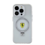 Apple iPhone 15 Pro Kılıf Ferrari M-safe Şarj Özellikli Standlı Buzlu Yüzey Dizayn Kapak