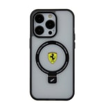 Apple iPhone 15 Pro Kılıf Ferrari M-safe Şarj Özellikli Standlı Buzlu Yüzey Dizayn Kapak