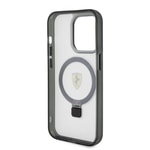 Apple iPhone 15 Pro Kılıf Ferrari M-safe Şarj Özellikli Standlı Buzlu Yüzey Dizayn Kapak