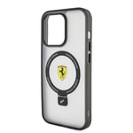 Apple iPhone 15 Pro Kılıf Ferrari M-safe Şarj Özellikli Standlı Buzlu Yüzey Dizayn Kapak