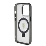 Apple iPhone 15 Pro Kılıf Ferrari M-safe Şarj Özellikli Standlı Buzlu Yüzey Dizayn Kapak