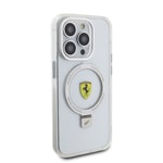 Apple iPhone 15 Pro Kılıf Ferrari M-safe Şarj Özellikli Standlı Buzlu Yüzey Dizayn Kapak