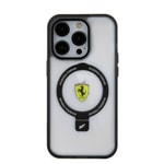 Apple iPhone 15 Pro Kılıf Ferrari M-safe Şarj Özellikli Standlı Buzlu Yüzey Dizayn Kapak