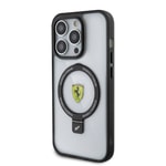 Apple iPhone 15 Pro Kılıf Ferrari M-safe Şarj Özellikli Standlı Buzlu Yüzey Dizayn Kapak