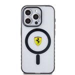 Apple iPhone 15 Pro Kılıf Ferrari Orjinal Lisanslı M-safe Şarj Özellikli Tırtıklı Kenar Tasarımlı Ortalanmış Logo Kapak