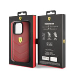 Apple iPhone 15 Pro Kılıf Ferrari Orjinal Lisanslı Deri Dikişli Arka Yüzey Metal Logo Tasarımlı Kapak