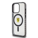 Apple iPhone 15 Pro Kılıf Ferrari Orjinal Lisanslı M-safe Şarj Özellikli Tırtıklı Kenar Tasarımlı Ortalanmış Logo Kapak