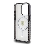 Apple iPhone 15 Pro Kılıf Ferrari Orjinal Lisanslı M-safe Şarj Özellikli Tırtıklı Kenar Tasarımlı Ortalanmış Logo Kapak