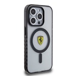 Apple iPhone 15 Pro Kılıf Ferrari Orjinal Lisanslı M-safe Şarj Özellikli Tırtıklı Kenar Tasarımlı Ortalanmış Logo Kapak