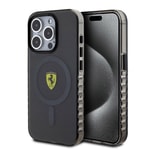 Apple iPhone 15 Pro Kılıf Ferrari Orjinal Lisanslı M-safe Şarj Özellikli Tırtıklı Kenar Tasarımlı Ortalanmış Logo Kapak