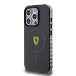 Apple iPhone 15 Pro Kılıf Ferrari Orjinal Lisanslı M-safe Şarj Özellikli Tırtıklı Kenar Tasarımlı Ortalanmış Logo Kapak