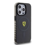 Apple iPhone 15 Pro Kılıf Ferrari Orjinal Lisanslı M-safe Şarj Özellikli Tırtıklı Kenar Tasarımlı Ortalanmış Logo Kapak