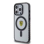 Apple iPhone 15 Pro Kılıf Ferrari Orjinal Lisanslı M-safe Şarj Özellikli Tırtıklı Kenar Tasarımlı Ortalanmış Logo Kapak