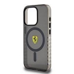 Apple iPhone 15 Pro Kılıf Ferrari Orjinal Lisanslı M-safe Şarj Özellikli Tırtıklı Kenar Tasarımlı Ortalanmış Logo Kapak