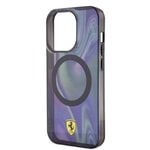 Apple iPhone 15 Pro Kılıf Ferrari Orjinal Lisanslı M-safe Şarj Özellikli Transparan Renk Geçişli Iridescent Kapak