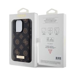 Apple iPhone 15 Pro Kılıf Guess M-safe Şarj Özellikli PU Deri Desenli Metal Plaka Logolu Kapak