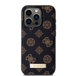 Apple iPhone 15 Pro Kılıf Guess M-safe Şarj Özellikli PU Deri Desenli Metal Plaka Logolu Kapak