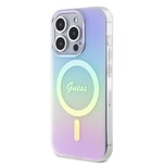 Apple iPhone 15 Pro Kılıf Guess Orjinal Lisanslı M-safe Şarj Özellikli Yazı Logolu Iridescent Kapak