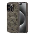 Apple iPhone 15 Pro Kılıf Guess Orjinal Lisanslı M-safe Kabartmalı 4G Desenli Yazı Logolu Kapak