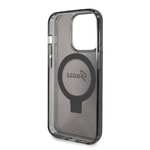 Apple iPhone 15 Pro Kılıf Guess Orjinal Lisanslı M-safe Şarj Özellikli Simli Arka Yüzey Ring Standlı Kapak