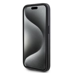Apple iPhone 15 Pro Kılıf Guess Orjinal Lisanslı M-safe Şarj Özellikli PU Halkalı 4G Desenli Yazı Logolu Kapak