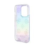Apple iPhone 15 Pro Kılıf Guess Orjinal Lisanslı Desenli Yazı Logolu Askı İpli Holografik Glitter Peony Kapak