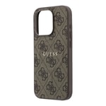 Apple iPhone 15 Pro Kılıf Guess Orjinal Lisanslı M-safe Kabartmalı 4G Desenli Yazı Logolu Kapak