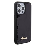 Apple iPhone 15 Pro Kılıf Guess Orjinal Lisanslı Pullu Arka Yüzey Metal Yazı Logolu Sequin Script Kapak