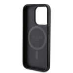 Apple iPhone 15 Pro Kılıf Guess Orjinal Lisanslı M-safe Şarj Özellikli PU Halkalı 4G Desenli Yazı Logolu Kapak