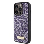 Apple iPhone 15 Pro Kılıf Guess Orjinal Lisanslı Taşlı Arka Yüzey Metal Yazı Logolu Kapak