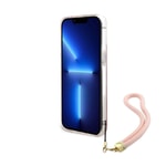 Apple iPhone 15 Pro Kılıf Guess Orjinal Lisanslı Desenli Yazı Logolu Askı İpli Holografik Glitter Peony Kapak