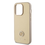 Apple iPhone 15 Pro Kılıf Guess Orjinal Lisanslı Deri 4G Metal Logo Strass Kapak